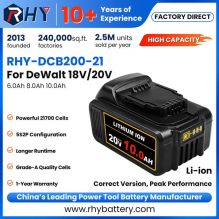 Upgraded 21700 Cells 20V Max 6Ah 8Ah 10Ah Li‑Ion Battery For Dewalt DCB206 DCB208 DCB210