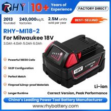 18V 6Ah 5Ah 4Ah 3Ah Li-ion Replacement Battery for Milwaukee M18 B5 B4 48-11-1828 48-11-1840 48-11-1850 48-11-1860