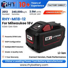 High Output 18V 12Ah 15Ah 9Ah Li-ion Battery HD 12.0 Replacement For Milwaukee M18 HB12 48-11-1812