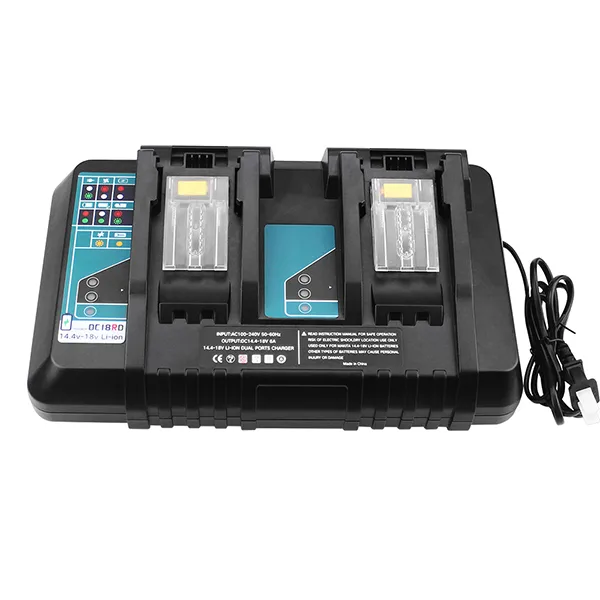 DC18RD Dual Port Rapid Charger For Makita 14.4V-18V Li-ion Batteries