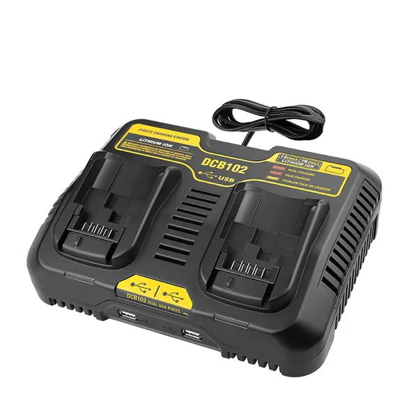 12V 14.4V 18V 20V デュアルポート充電器 DCB102 Dewalt コードレスドリル電動工具バッテリー用 - RHY バッテリー