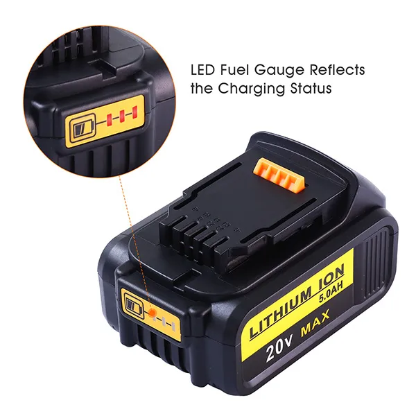 20V MAX 5.0Ah 18V Lithium-Ion Battery Pack For DeWalt XR Power Tools DCB205 DCB184