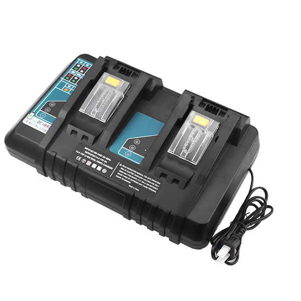 Dual Port Rapid Lithium ion Optimum Charger for Makita LXT 14.4V-18V Battery DC18RD 7A Max with Fans