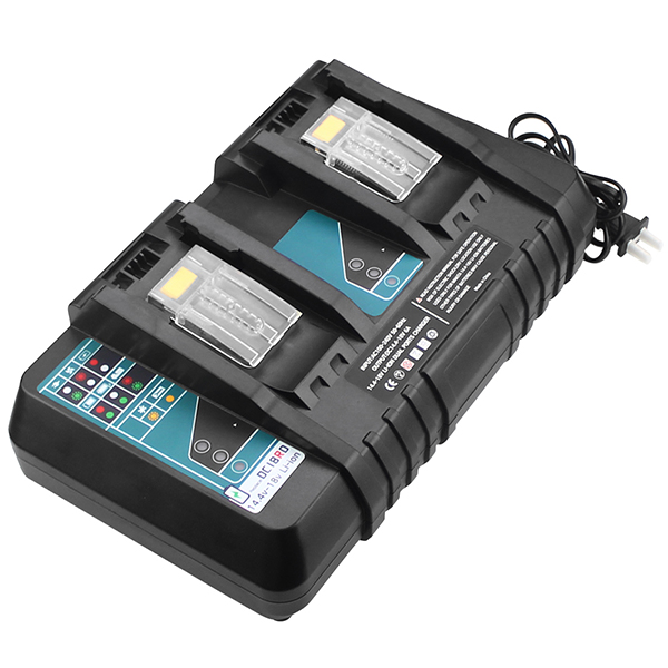 Dual Port Rapid Lithium ion Optimum Charger for Makita LXT 14.4V-18V Battery DC18RD 7A Max with Fans