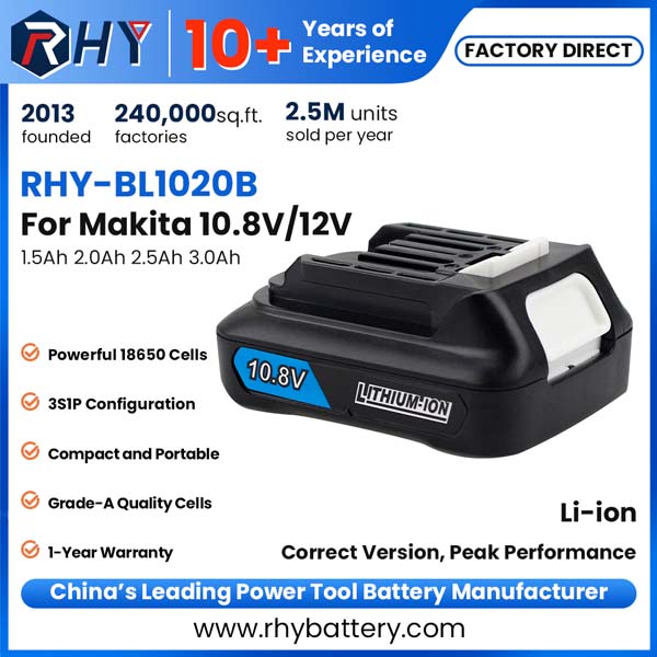 Compatible Makita 10.8V 12V Max CXT Slide 1.5Ah 2.0Ah 2.5Ah 3.0Ah Lithium Battery BL1015B BL1020B BL1021B