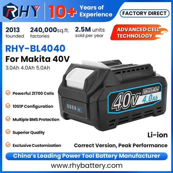 Replacement Makita 40V 3.0Ah 4.0Ah 5.0Ah Lithium Battery Compatible with XGT Series BL4040 BL4050 BL4050F