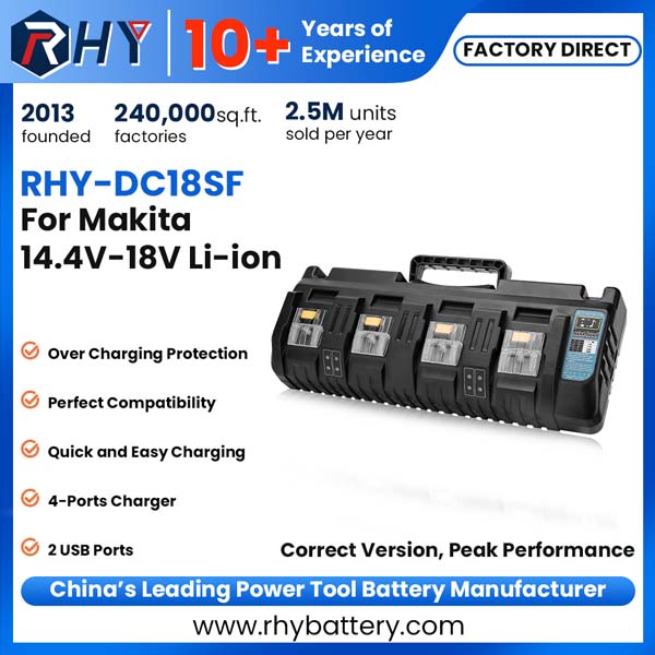 4 Ports Makita Charger for Lithium ion LXT 14.4V 18V Battery DC18SF
