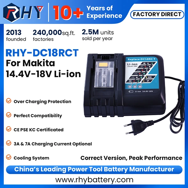 14.4V-18V Li-ion Rapid Battery Charger With Cooling system For Makita 18V Battery DC18RC 7A Max