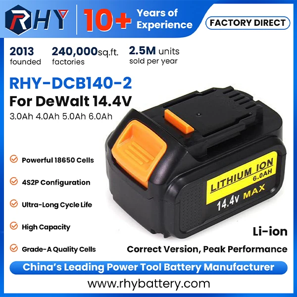 14.4V 3.0Ah 4.0Ah 5.0Ah 6.0Ah Lithium ion Battery for Dewalt XR Power Tool DCB140 DCB142 DCB144-XJ