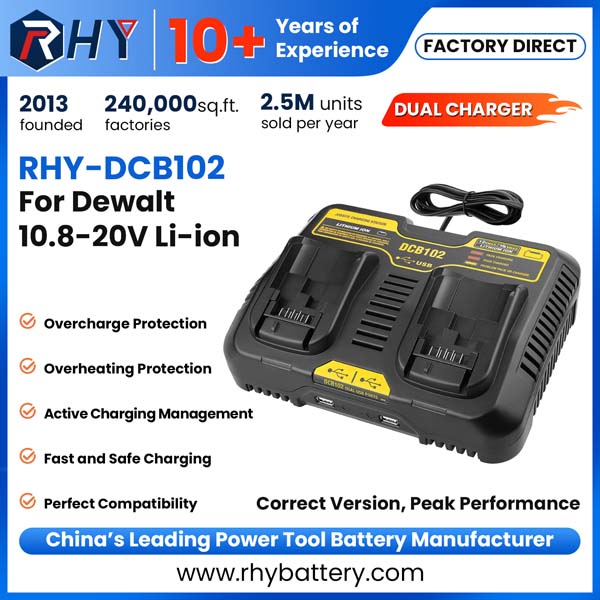 10.8V-20V Flexvolt 20V/60V Max Dual Port Lithium Ion Universal Battery Charger For Dewalt XR Batteries DCB102