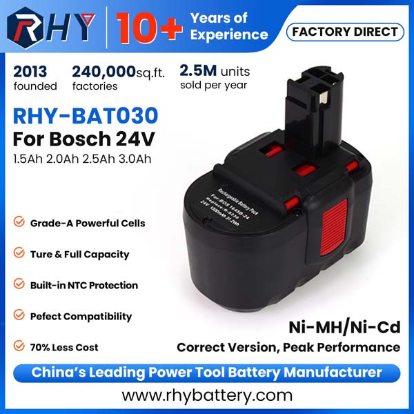24V Ni-MH Ni-Cd 1.5Ah 2.0Ah 2.5Ah 3.0Ah For Bosch Power Tool Battery B-8230 BAT030 BAT240
