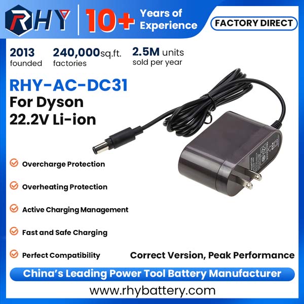 22.2V Charger For Dyson Vacuum Cleaner Batteries DC31 DC34 DC35 DC44 DC45 DC56 DC57 17530-02 Customizable Plug