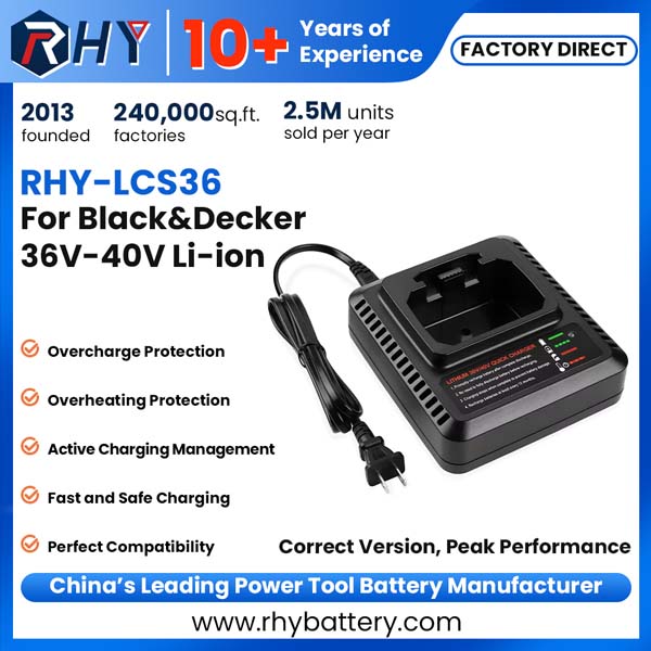 Replace Black & Decker 36V 40V Max Lithium Ion Battery Charger LCS36 LBXR36 LBXR2036 LCS40