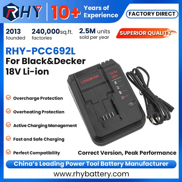 Replacement Porter Cable 18V 20V Max Lithium Ion Battery Charger PCC692L PCC691L