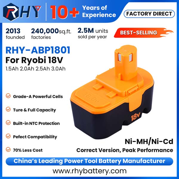 18V 1.5Ah 2.0Ah 2.5Ah 3.0Ah Ni-MH Ni-Cd Battery For Ryobi ABP1801 ABP1803 BPP1820