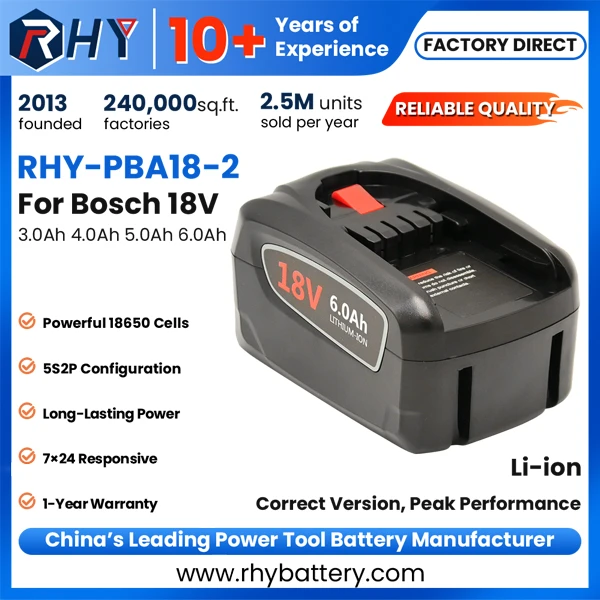 18V 3.0Ah 4.0Ah 5.0Ah 6.0Ah Li-ion battery for Bosch PBA 18V 1600A011T8 1600A00DD7 1607A350FE 1607A350S2