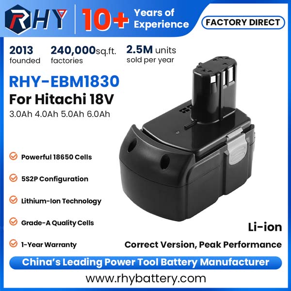 18V 3.0Ah 4.0Ah 5.0Ah 6.0Ah Plug-in Lithium-ion Battery Pack EBM1830 For Hitachi / HiKOKI Power Tools