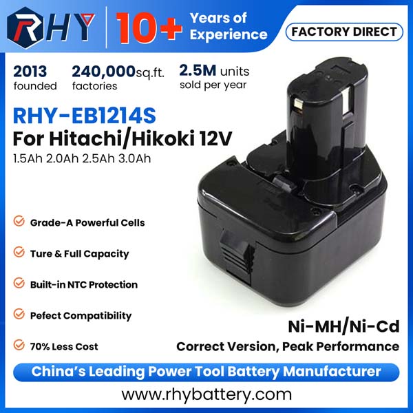 12V 1.5Ah 2.0Ah 2.5Ah 3.0Ah Ni-MH Ni-Cd Battery for Hitachi EB1214S EB1212S EB1214L EB1220BL