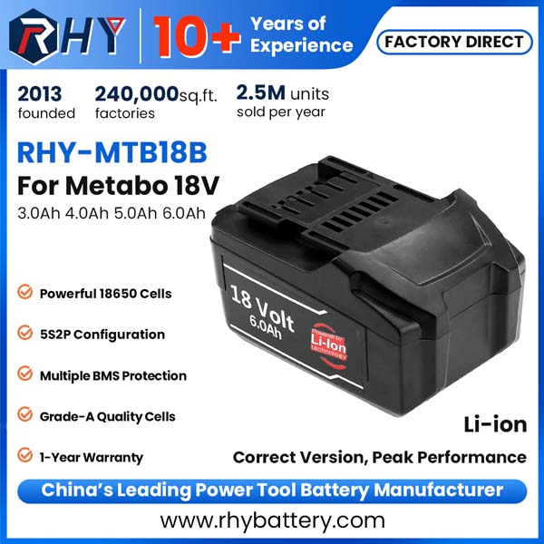 18V 3.0Ah 4.0Ah 5.0Ah 6.0Ah Compatible Battery Li-ion For Metabo LiPOWER CAS 625591000